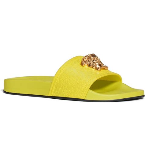 gold medusa versace slides|Versace palazzo slides.